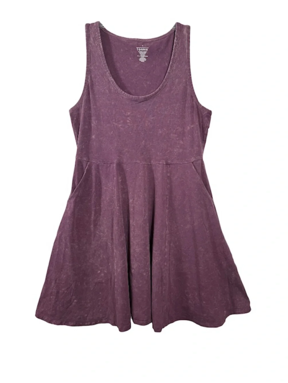 Torrid Purple Mineral Wash Tank Dress Pockets Sleeveless Fit Flare Size 1X - Picture 1 of 6